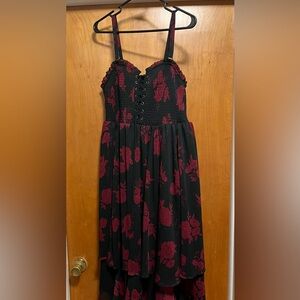 Torrid Black Floral Smocked Chiffon Midi Dress size 1
